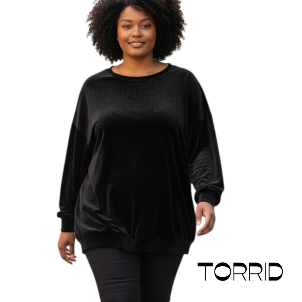 Torrid Sleep Black Long Sleeve Velvet Top NWOT Size 2X